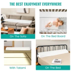 Tangkula Queen Size Bed Wedge Pillow With Side Pocket Bed Gap Filler 60" X 10" X 6" White -Tangkula GUEST 647b826c 1a4c 4274 a232 6b42ffe8450a