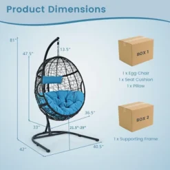 Tangkula Hanging Hammock Chair Egg Swing Chair W/ Blue Cushion Pillow Stand 16 Tangkula Hanging Hammock Chair Egg Swing Chair W/ Blue Cushion Pillow Stand -Tangkula GUEST 64e48223 ff15 4425 9fe2 2f75a34ce0e3