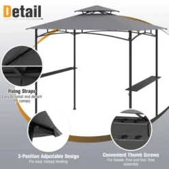 Tangkula 8' X 5' Grill Gazebo Outdoor Double-Tiered Grill Canopy W/ 2 Shelves & 6 Hooks -Tangkula GUEST 64eef9e6 e09d 409c 860b 42952249b158