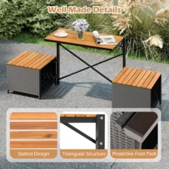 Tangkula Outdoor Convertible Bench 2-in-1 Transforming Picnic Table & Chairs Set W/ Storage -Tangkula GUEST 6527cea2 7f3d 414b a394 30468016fd02