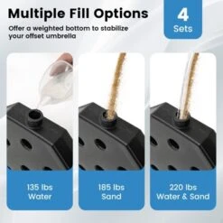 Tangkula 4 Pieces Offset Patio Umbrella Base 220 LBS Large Square Plastic Outdoor Umbrella Stand -Tangkula GUEST 657a11ef 43ac 4d15 98fd 1c76a42bed26