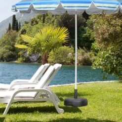 Tangkula Fillable Umbrella Base Stand, Water & Sand Filled Heavy-Duty Patio Umbrella Holder 18” Outdoor Weighted Umbrella Base