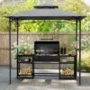 Tangkula 8' X 5' Grill Gazebo Outdoor Double-Tiered Grill Canopy W/ 2 Shelves & 6 Hooks -Tangkula GUEST 66691bd5 a021 4864 920b 4d8816ae47f9