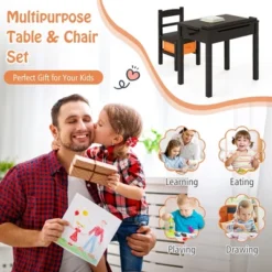 Tangkula Kids Table And Chair Set Wood Activity Study Desk W/ Storage Drawer Hook Brown -Tangkula GUEST 668e0af2 967a 4e3b a538 d2ec106ae254