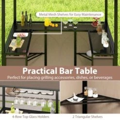 Tangkula 3-Piece Outdoor BBQ Canopy W/ Bar Table & 2 Foldable Bar Chairs Set For Patio -Tangkula GUEST 668e6a68 87a5 4300 a373 70c52326fa79