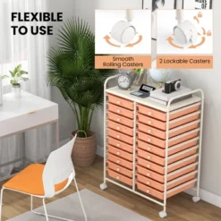 Tangkula 20-Drawer Rolling Storage Cart Art Craft Organizer Cart Mobile Utility Storage Cart With Removable Drawers & Lockable Wheels Orange -Tangkula GUEST 66ae65b6 073f 48db 8432 4d9fd7fa92c6