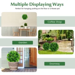 Tangkula 2 PCS Artificial Lavender Topiary Balls 12 Inch Faux Hanging Plant Balls W/ Flowers -Tangkula GUEST 67436567 c153 4d11 b102 c4eaf0ebfb6b