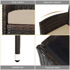 Tangkula 4 PCS Patio Rattan Wicker Furniture Set Outdoor With Cushions -Tangkula GUEST 67629866 25eb 44f3 95a9 677452aa3904