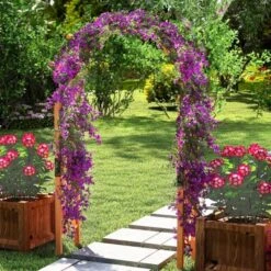 Tangkula 7.7 FT Garden Arch Wooden Arbor Outdoor Wood Trellis For Climbing Plants -Tangkula GUEST 67828b85 b2d0 45ee 84ea d5a60e87cd76