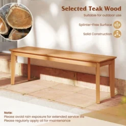 Tangkula 55" Teak Wood Bench 3-Person Backless Seating W/ 880 LBS Weight Capacity -Tangkula GUEST 67e3f165 4ab7 4577 a922 90e26fdfb94c 1
