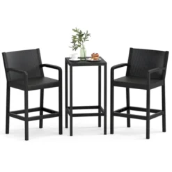 Tangkula 3 Piece Patio Bar Set Bistro Table & Chairs W/ Heavy-Duty Metal Frame -Tangkula GUEST 67eed97c d7f4 49a3 bf46 cf7e54a08677