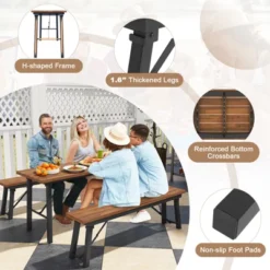 Tangkula Outdoor Dining Table For 4-6 No Assembly Foldable 59 Inches Narrow Patio Dining Table With Acacia Wood Top & Heavy Duty Metal Frame -Tangkula GUEST 68013501 a743 405a 8f8f 3c06072c3ce3