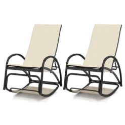 Tangkula 2PCS 2-in-1 Outdoor Rocking Chair Convertible Lounge Chair With 4-Position Adjustable Backrest Curved Armrests -Tangkula GUEST 684c9913 8453 4a30 9983 8978273db429
