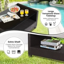 Tangkula 8PCS Outdoor Conversation Set Patio PE Rattan Set W/ Glass Table & Sofa Cushions -Tangkula GUEST 6891c4b3 1141 45d7 a435 25baa2f1e2a1