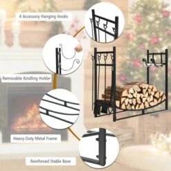 Tangkula 36” Firewood Rack With Tool Set 36” Fireplace Log Holder For Indoor&Outdoor Wood Stacker Lumbar Storage Organizer -Tangkula GUEST 68beafd6 89c0 450c 9b71 0f575ace9099