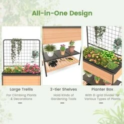 Tangkula Raised Wooden Garden Bed With Metal Trellis 59” Elevated Planter Box With Open Storage Shelves Removable Grid Divider 15 Tangkula Raised Wooden Garden Bed With Metal Trellis 59” Elevated Planter Box With Open Storage Shelves Removable Grid Divider -Tangkula GUEST 68c5b886 ddd7 45fc a86b 2b794fccd9a4