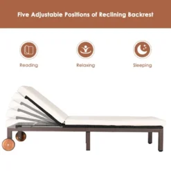Tangkula 2PCS Patio Adjustable Rattan Recliner Chaise Lounge Chair W/ Cushion Wheels -Tangkula GUEST 68e83b98 ec9a 4ed9 8467 08d79df20f4a 1
