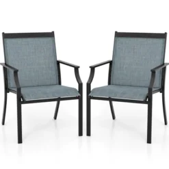 Tangkula Set Of 2 Patio Dining Chairs Outdoor Armchairs W/ Sturdy Metal Frame -Tangkula GUEST 68fc9b92 72ef 4c26 af2c aacb281505c5