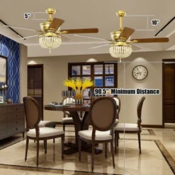 Tangkula 52" Ceiling Fan With Lights And Remote Control, 5 Blades, 3 Speeds, Indoor Ceiling Fan Light Golden -Tangkula GUEST 6919b4f1 29b0 45d9 b2a4 e27dad672ad3