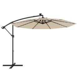 Tangkula 10 FT Solar Offset Hanging Umbrella W/ 40 Lamp Beads Solar Panel Easy Tilt Adjustment Lighted Patio Cantilever Umbrella Beige/Tan/Orange/Red -Tangkula GUEST 691e5971 b766 4f56 8517 cfc46d02aab4