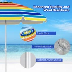 Tangkula 6.5 FT Beach Umbrella UPF50+ Sun Protection Portable Sunshade Parasol For Sand 16 Tangkula 6.5 FT Beach Umbrella UPF50+ Sun Protection Portable Sunshade Parasol For Sand -Tangkula GUEST 6935444d 42b5 4f8a ba66 1ad87270ff2d