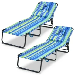 Tangkula 2PCS 5-Position Lounge Chair Adjustable Beach Chaise W/ Face Cavity & Pillows -Tangkula GUEST 69382038 a3d3 4927 acda 32eafe363ca7