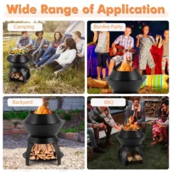 Tangkula 3-in-1 Patio Fire Pit 20" Metal Camping Fire Bowl W/ Pot Holder & Storage Shelf -Tangkula GUEST 699e28bb b8c4 4453 9360 25e7ad2167bb