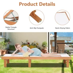 Tangkula 1PC/2PCS Outdoor Chaise Lounge Chair, Eucalyptus Wood Recliner W/ 5-Level Backrest, Breathable & Quick Drying Seat Fabric -Tangkula GUEST 69d307d9 6d06 4309 80d2 379ae5e37d38