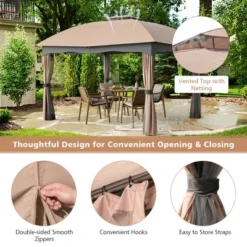 Tangkula Patio 12'x 10'Canopy Heavy Duty Steel Gazebo Double Vented Outdoor Brown -Tangkula GUEST 69fb1a1a 80b5 42c4 8264 74c5ad1f9b64