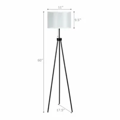 Tangkula 60.5" Metal Tripod Floor Lamp, Contemporary Minimalist Standing Floor Light With Iron Legs, Fabric Drum Shade, E26 Lamp Base -Tangkula GUEST 6a0e393e 75fc 4a38 bf9e fa91cba76382