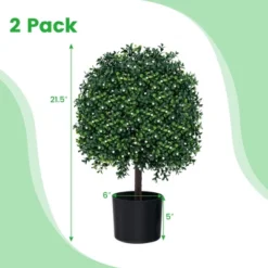 Tangkula 2 PCS Artificial Boxwood Topiary Ball Tree W/ Rated Leaves 343 White Fruits For Home -Tangkula GUEST 6a42a563 7b03 4c52 976c 045b01cf53c0