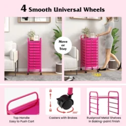 Tangkula 10 Drawer Rolling Cart Storage Cart With Removable Drawers Home Multipurpose Organizer Storage Unit -Tangkula GUEST 6a59492a 8428 4eed b598 76197c434e70