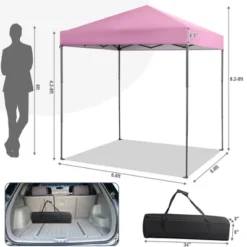 Tangkula 6.6x6.6 FT Folding Pop-up Canopy W/ 6.2-8 Height Adjustment Outdoor Pink -Tangkula GUEST 6a795dca e992 48e6 926c 694f36e6bd5f