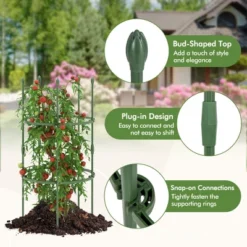 Tangkula 3-Pack Garden Tomato Trellis 40" Plant Support Cage W/ Adjustable Size For Plants -Tangkula GUEST 6a8081df 9110 4cdc b16f 65059397421a