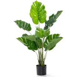 Tangkula Set Of 1/2 Artificial Monstera Deliciosa 4FT Fake Tropical Palm Tree Large Faux Floor Plant In Pot With 10 Leaves Of Different Sizes -Tangkula GUEST 6a9137e6 b417 49ff a994 728de90bfa75