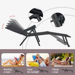 Tangkula Outdoor Adjustable Chaise Lounge Chair Patio Beach Folding Recliner Lounge -Tangkula GUEST 6aaaa64e 171e 4471 8952 cdac1b53587b