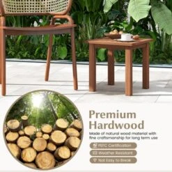 Tangkula 1PC/2PCS Patio Hardwood End Table Square Side Table With Slatted Tabletop Small Coffee Bistro Table Indoor Outdoor Side Table -Tangkula GUEST 6acd6e40 a481 4681 811a df347da5b0b4