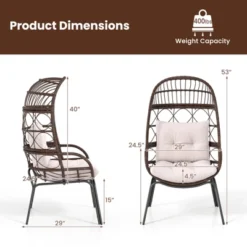 Tangkula PE Wicker Egg Chair Patio Cocoon Lounger W/ Comfortable Cushions & Metal Frame 19 Tangkula PE Wicker Egg Chair Patio Cocoon Lounger W/ Comfortable Cushions & Metal Frame -Tangkula GUEST 6af10858 99a0 4893 b20f be8bd19badec