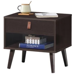 Tangkula Retro Wood Nightstand With Storage Drawer End Table Bedside Table -Tangkula GUEST 6b1905a3 8972 4e4c b37f e3722b82eb04