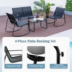 Tangkula 8 PCS Rocking Bistro Set Patio Furniture Set W/ Loveseat Rocking Chairs & Coffee Table 14 Tangkula 8 PCS Rocking Bistro Set Patio Furniture Set W/ Loveseat Rocking Chairs & Coffee Table -Tangkula GUEST 6b2d701f 386e 48fe bc70 810f648c18ae