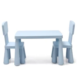Tangkula Kids Table And 2 Chairs Set Children Play Activity Table Furniture Set Blue/Pink/White/Green