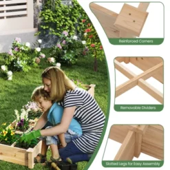 Tangkula Raised Garden Bed Wooden Elevated Planter W/2 Planter Boxes 7 Compartments 15 Tangkula Raised Garden Bed Wooden Elevated Planter W/2 Planter Boxes 7 Compartments -Tangkula GUEST 6b73126b 0f01 4831 8435 fffb235cb237