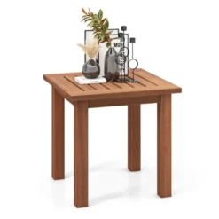 Tangkula 1PC/2PCS Patio Hardwood End Table Square Side Table With Slatted Tabletop Small Coffee Bistro Table Indoor Outdoor Side Table -Tangkula GUEST 6b7ffc9e f579 49db a844 76788c0096d5