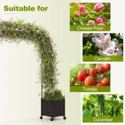 Tangkula 6.6 FT Arch Arbor Trellis W/ 2 Planter Boxes Garden Pergola Arbor W/ Detachable PE-Coated Metal Tubes Self-Watering System & Lockable Wheels -Tangkula GUEST 6b85ef7e d6a7 4b43 b7ce 383f49dcec68