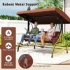 Tangkula 3-Seat Patio Swing W/ Canopy & Removable Cushions & Side Pockets Stand -Tangkula GUEST 6babcfd3 9ad6 48eb a68f 1932f3e79f9a