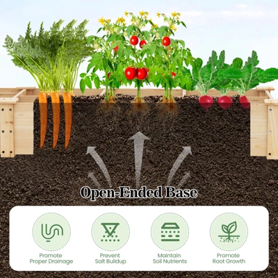 Tangkula Raised Garden Bed Wooden Elevated Planter W/2 Planter Boxes 7 Compartments 8 Tangkula Raised Garden Bed Wooden Elevated Planter W/2 Planter Boxes 7 Compartments - Image 6