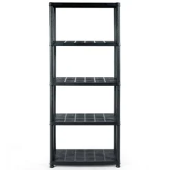 Tangkula 5 Tier Plastic Storage Shelves Multi-Use Free Standing Shelf Unit Heavy Duty Rack For Home Office Garage,28"XL X 15"W X 67"H,Black -Tangkula GUEST 6be3fabb 8b5e 44c1 be76 075b65ae80ed