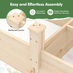 Tangkula Wooden Raised Garden Bed W/ 2 Planter Boxes Divider Open-Ended Base For Flower -Tangkula GUEST 6be5a186 a31e 4fe0 ab75 eaef5288ef9c