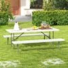 Tangkula Folding Picnic Table W/ 2 Benches 6 FT Camping Table Set W/ All-Weather HDPE Tabletop White -Tangkula GUEST 6bea3963 b4f7 49f4 894c daee3880823d
