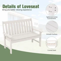 Tangkula 2-Person Outdoor Garden Park Bench All-Weather HDPE Patio Loveseat Chair With Cozy Backrest Ergonomic Loveseat Bench White -Tangkula GUEST 6c66891c 7d1e 43f6 84b3 0b8cf279e9ce